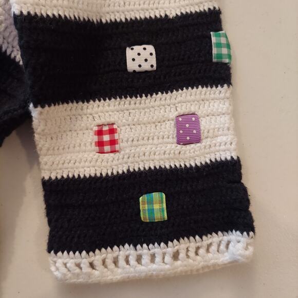 Design Options Knit Novelty Sweater Cardigan Small Ribon Detail Cottage Stripe - Picture 9 of 9